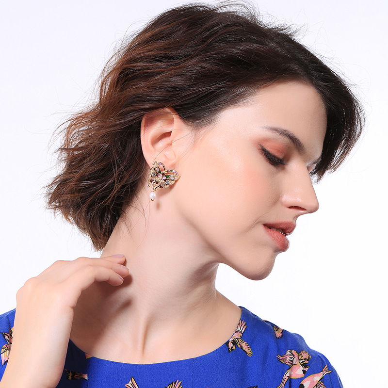 Insect butterfly enamel earrings STUDS