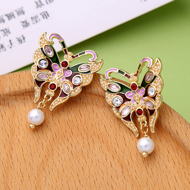 Insect butterfly enamel earrings STUDS
