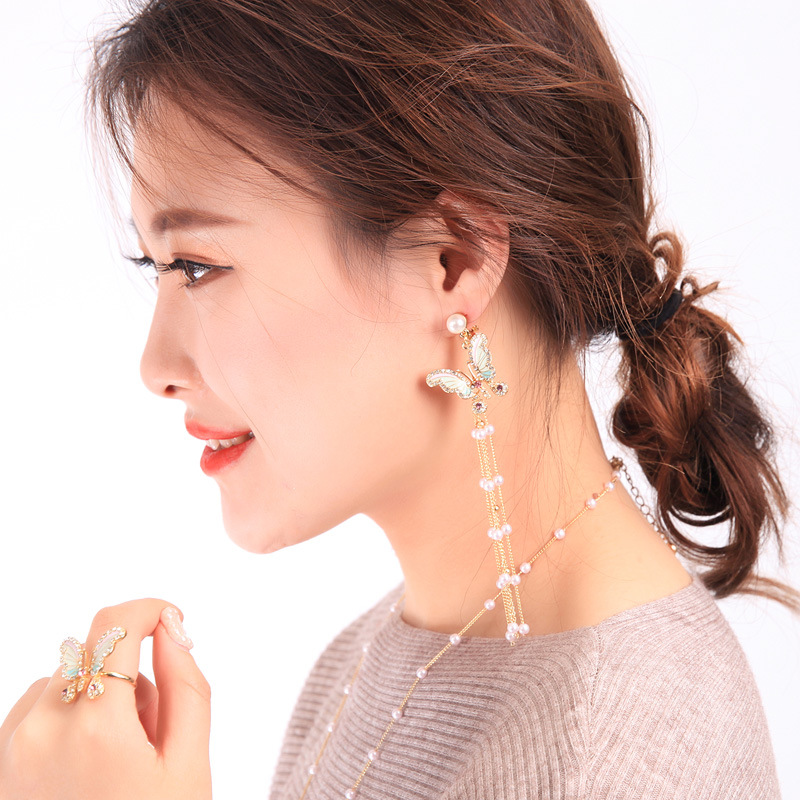 BUTTERFLY ENAMEL DROP EARRINGS