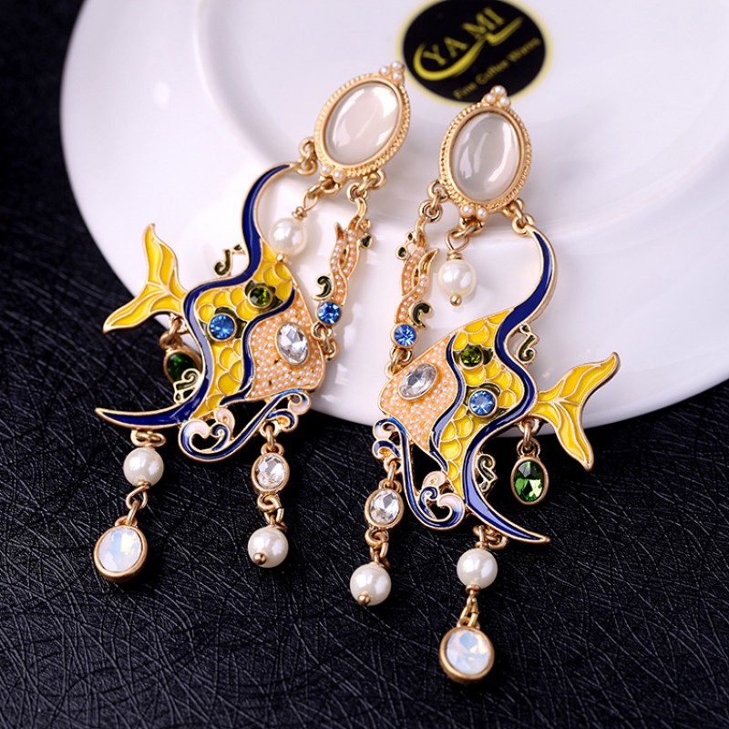 FASHION COLORFUL ENAMEL EARRINGS 
