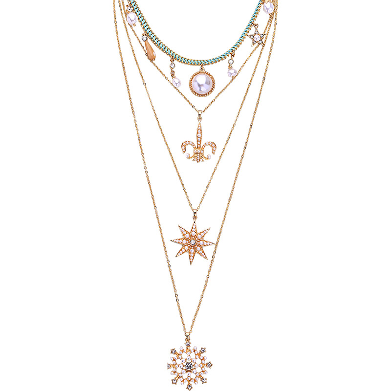 Multi-layers necklace alloy pendant