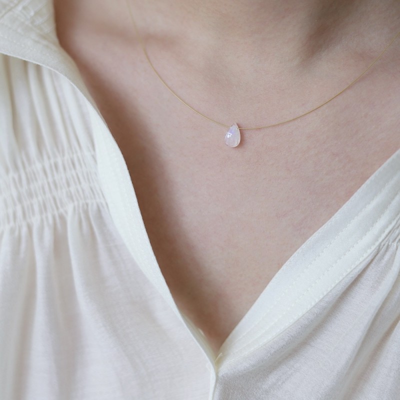 alloy fine gold thread natural moonlight stone necklace