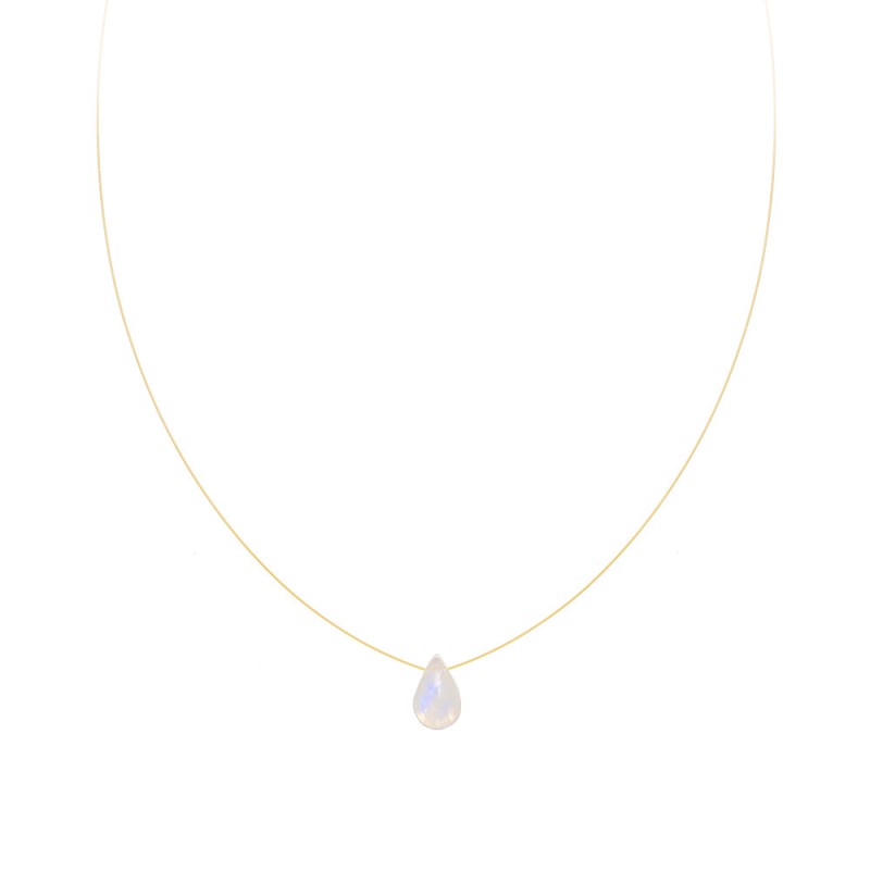 alloy fine gold thread natural moonlight stone necklace