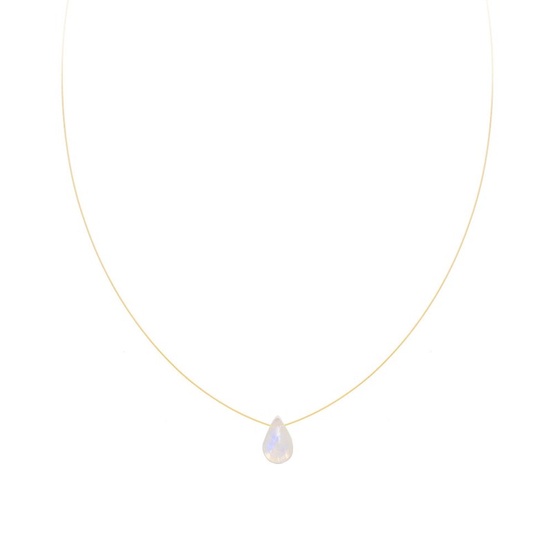 alloy fine gold thread natural moonlight stone necklace