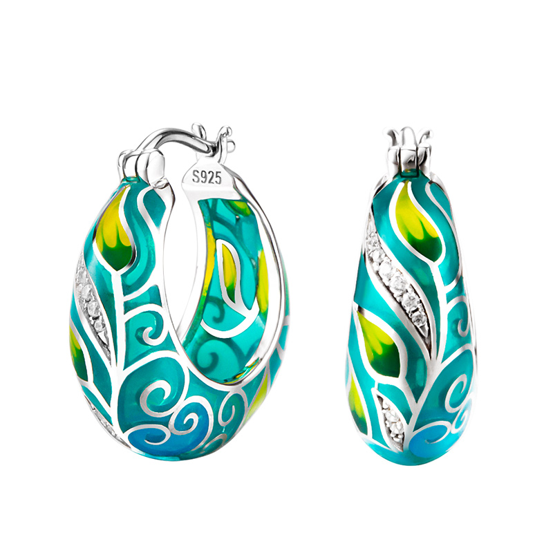 925 silver enamel jewelry set