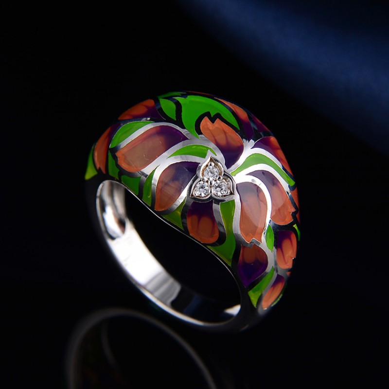 925 silver enamel jewelry set