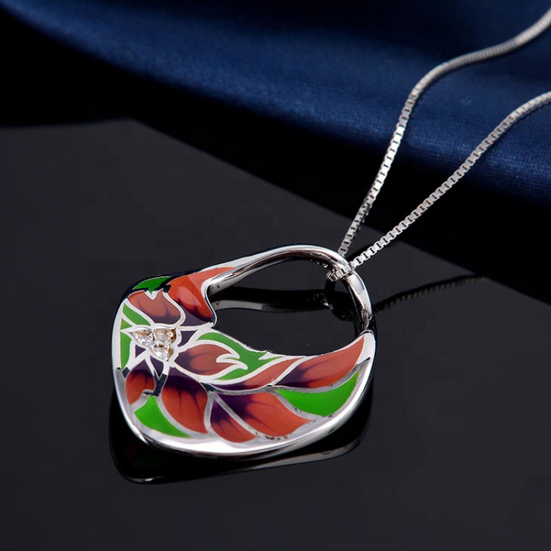 925 silver enamel jewelry set
