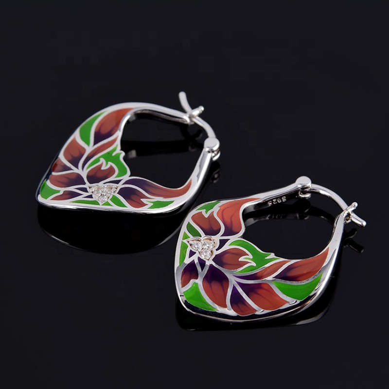 925 silver enamel jewelry set