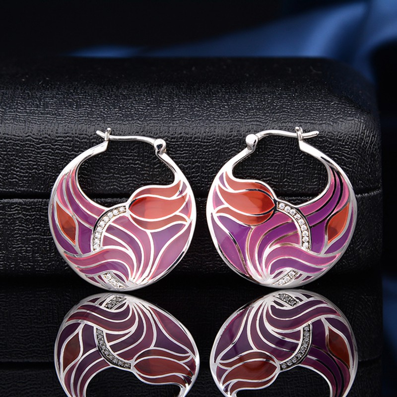 925 silver enamel jewelry set