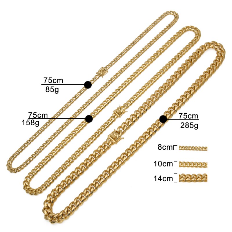 Hip-hop jewelry stainless steel Necklace 8mm/10mm/14mm