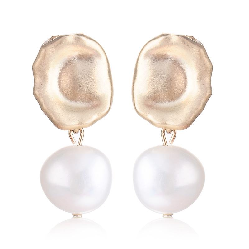 14K GOLD FILLED NATURAL BAROQUE PEARL DROP EARRINGS
