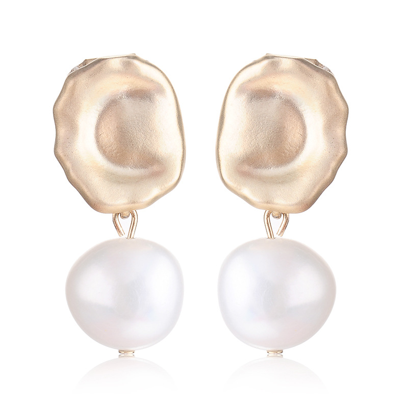 14K GOLD FILLED NATURAL BAROQUE PEARL DROP EARRINGS