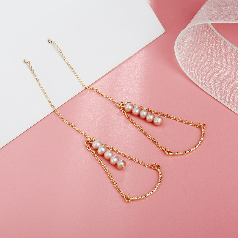 14K GOLD FILLED NATURAL FRESHWATER PEARL DROP EARRINGS