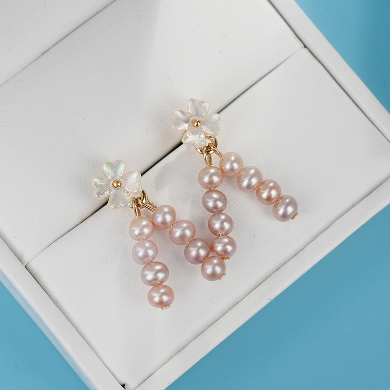 14K GOLD FILLED NATURAL BAROQUE PEARL DROP EARRINGS
