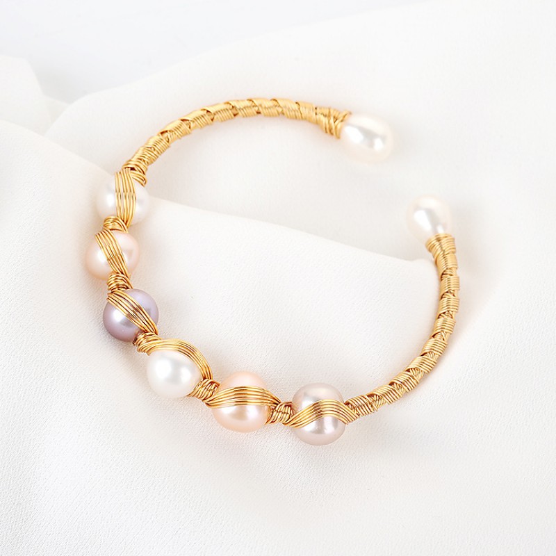 NATURE PEARL BANGLE 14 K GOLD FILLED