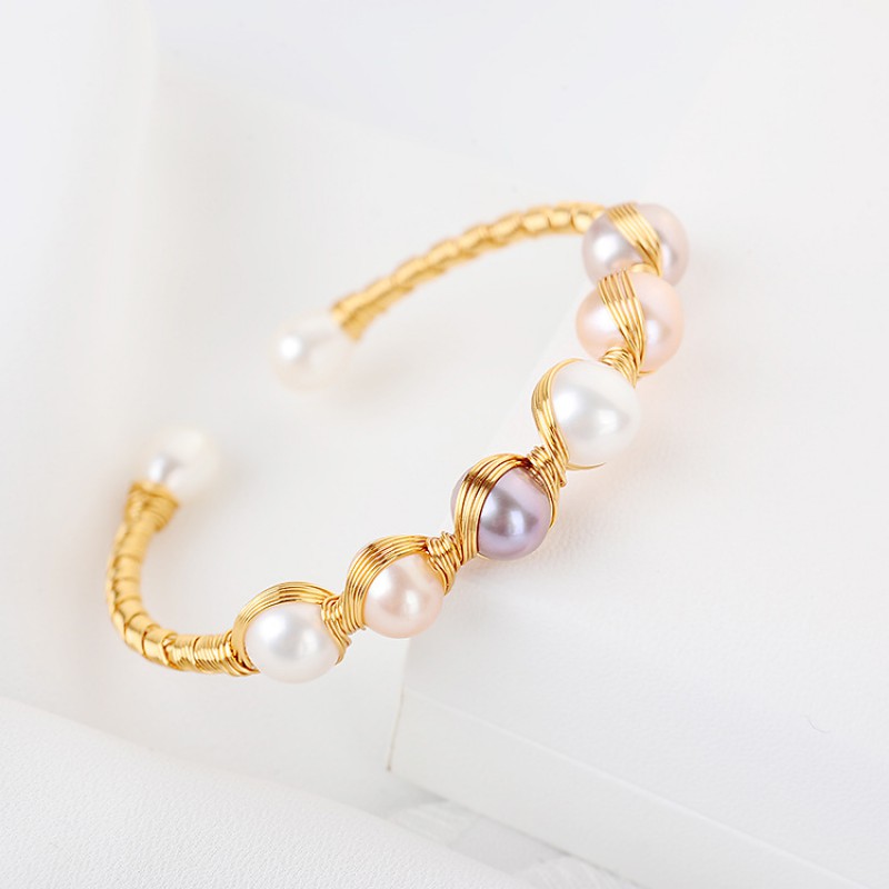 NATURE PEARL BANGLE 14 K GOLD FILLED