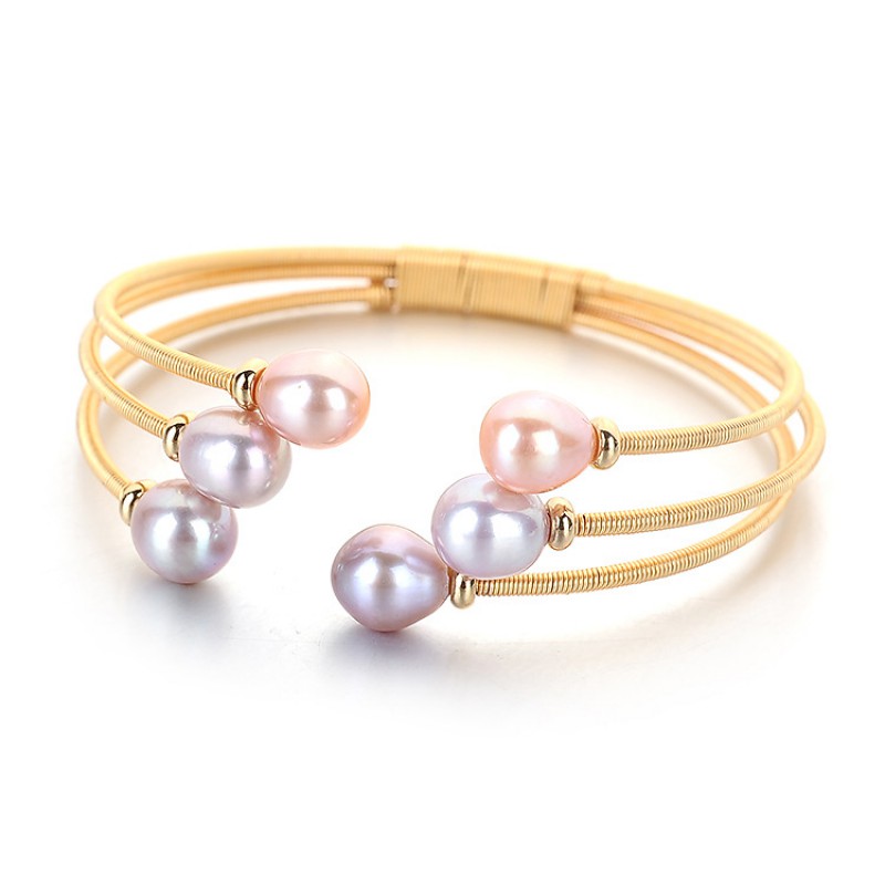 NATURE PEARL BANGLE 14 K GOLD FILLED