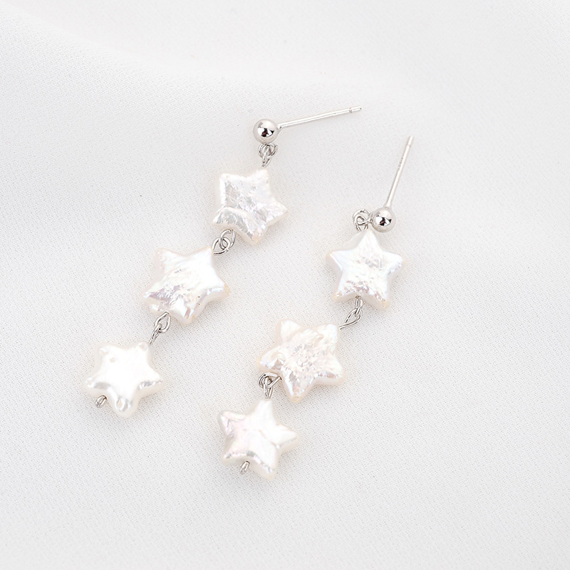 Natural Baroque Pearl star drop earrings