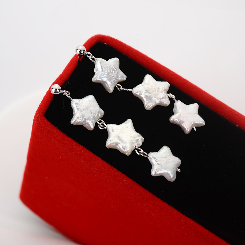 Natural Baroque Pearl star drop earrings
