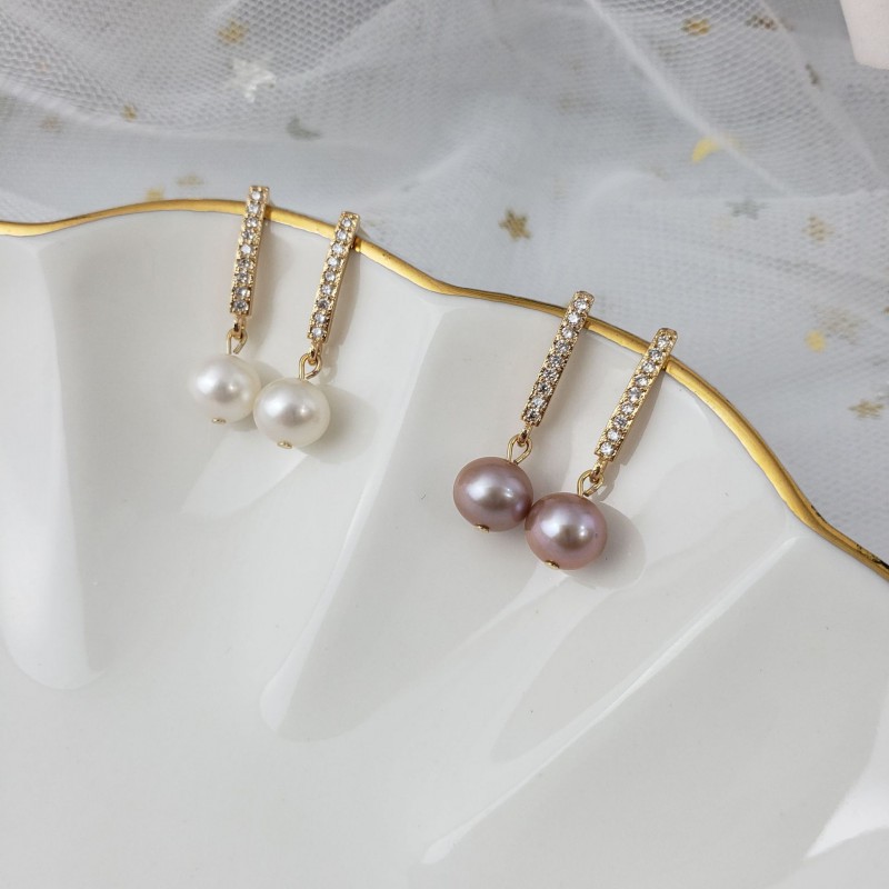 NATURAL FRESHWATER PEARL EARRINGS 14 K GOLD FILLED