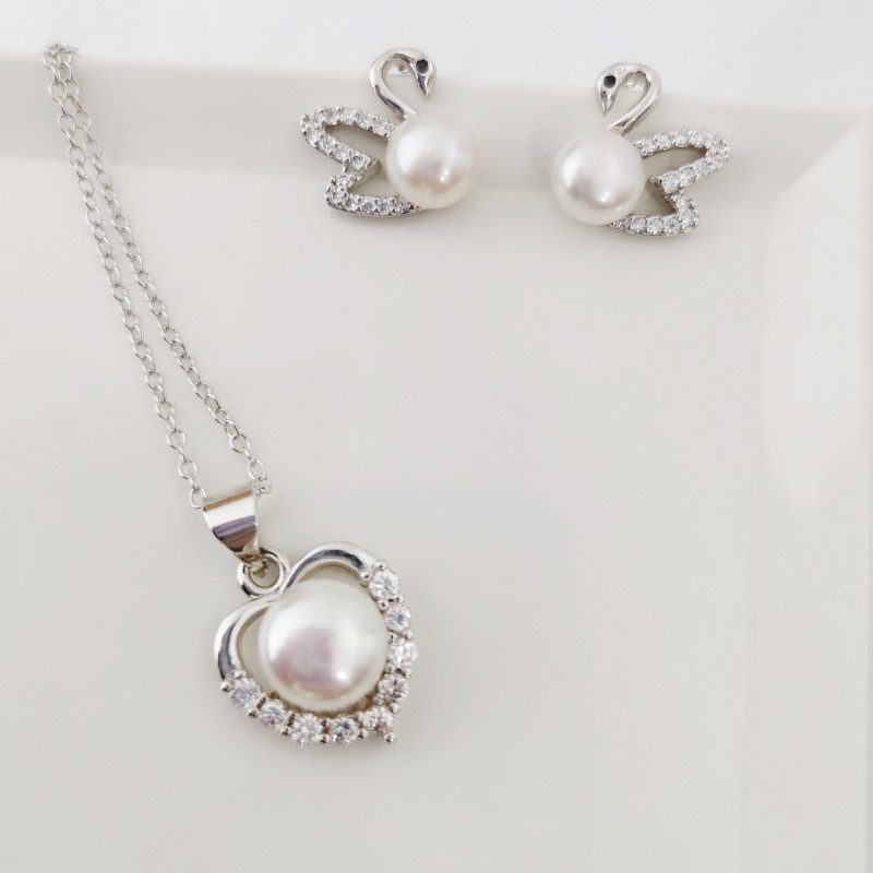 NATURAL PEARL JEWELRY SETS EARRING NECKLACE RING