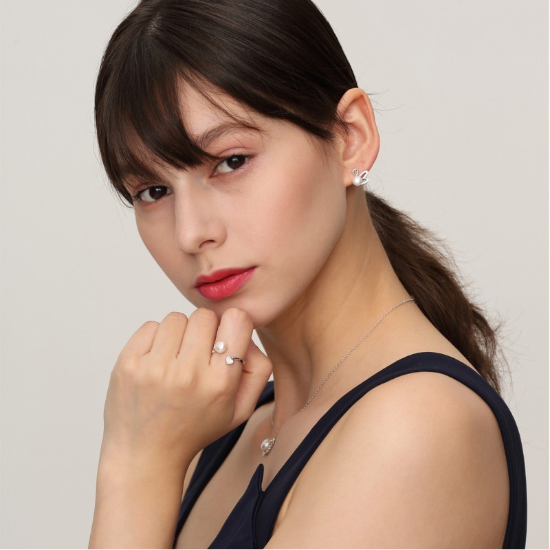 NATURAL PEARL JEWELRY SETS EARRING NECKLACE RING