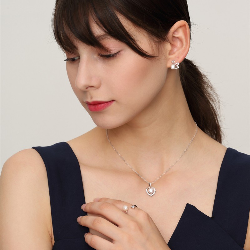 NATURAL PEARL JEWELRY SETS EARRING NECKLACE RING
