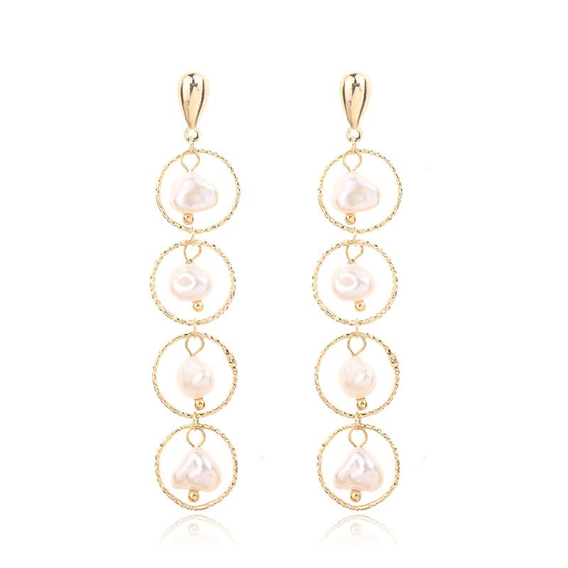 14K GOLD FILLED NATURAL BAROQUE PEARL DROP EARRINGS