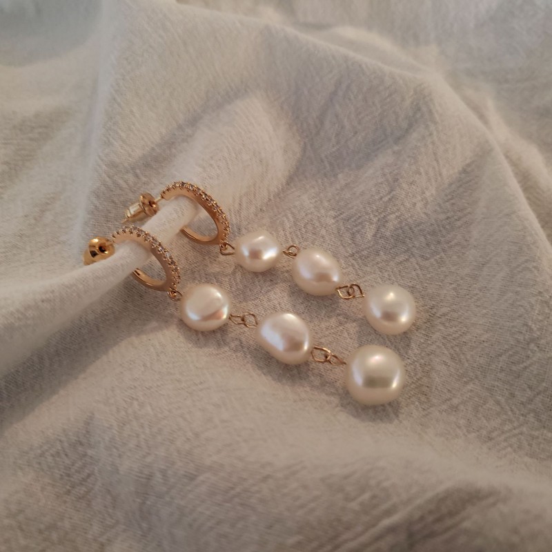 NATURAL BAROQUE PEARL DROP EARRINGS