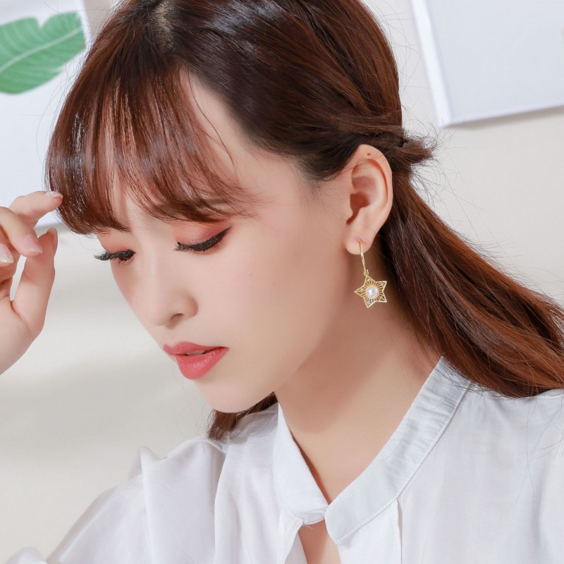 PEARL EARRINGS STAR DROP EARRING 