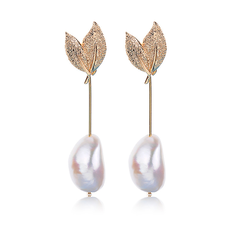 14K GOLD FILLED NATURAL Baroque pearl DROP EARRINGS