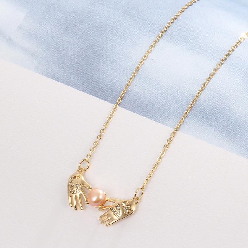 BRASS NECKLACE PEARL PENDANT
