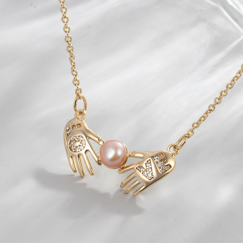 BRASS NECKLACE PEARL PENDANT
