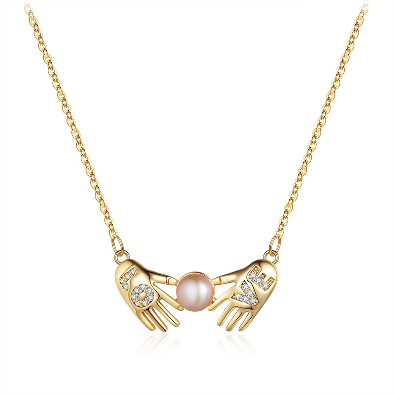 BRASS NECKLACE PEARL PENDANT