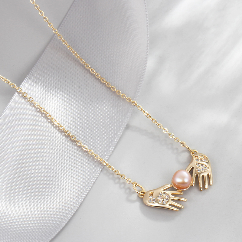BRASS NECKLACE PEARL PENDANT