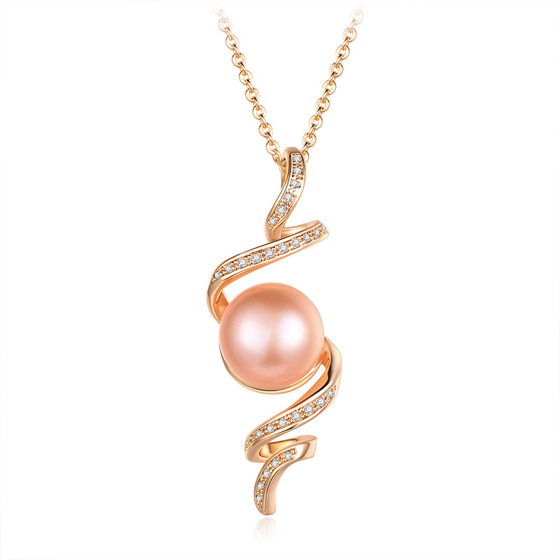 Pearl pendant brass necklace