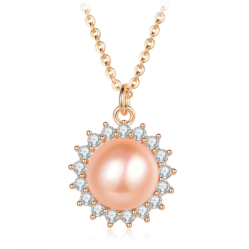 Pearl Pendant brass necklace