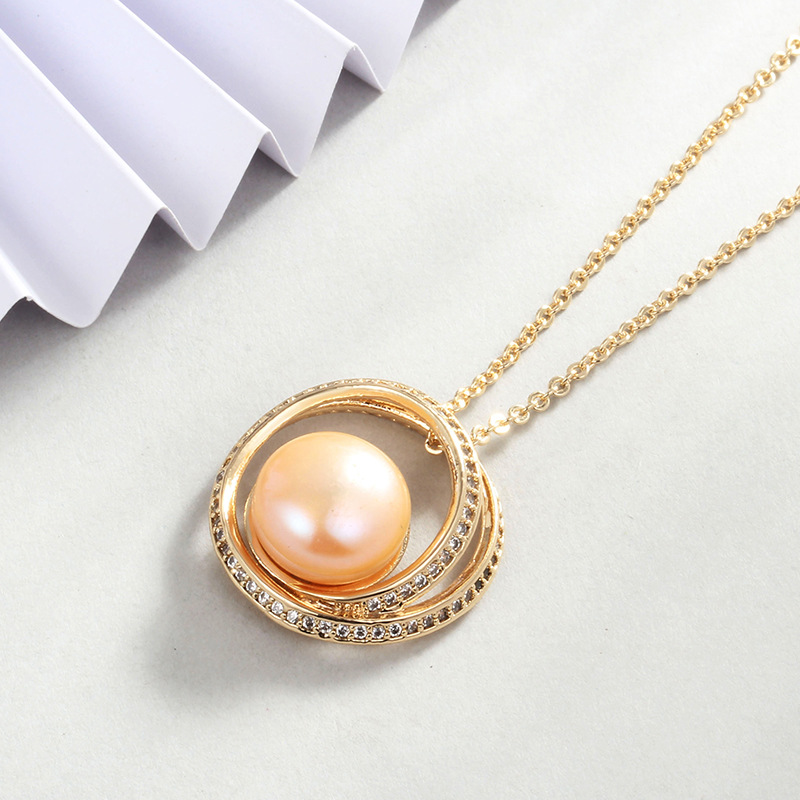 WOMEN BRASS NECKLACE PEARL PENDANT