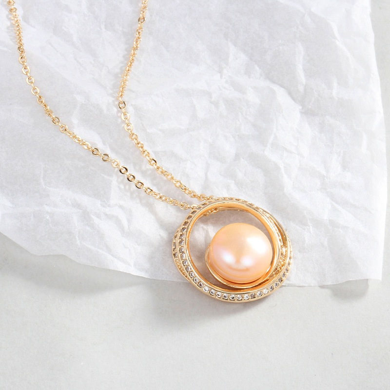 WOMEN BRASS NECKLACE PEARL PENDANT