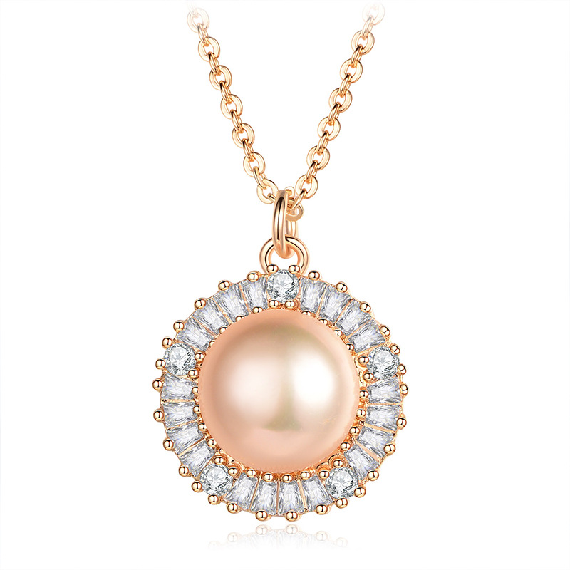 WOMEN NECKLACE BRASS PLATED GOLD PEARL PENDANT