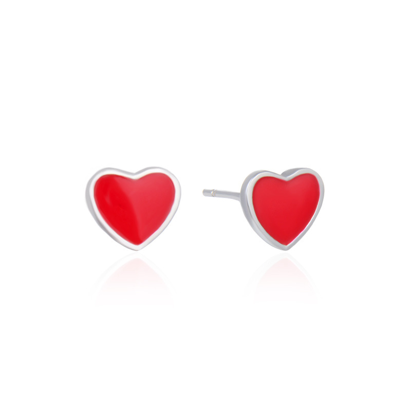 925 silver heart enamel earrings stud