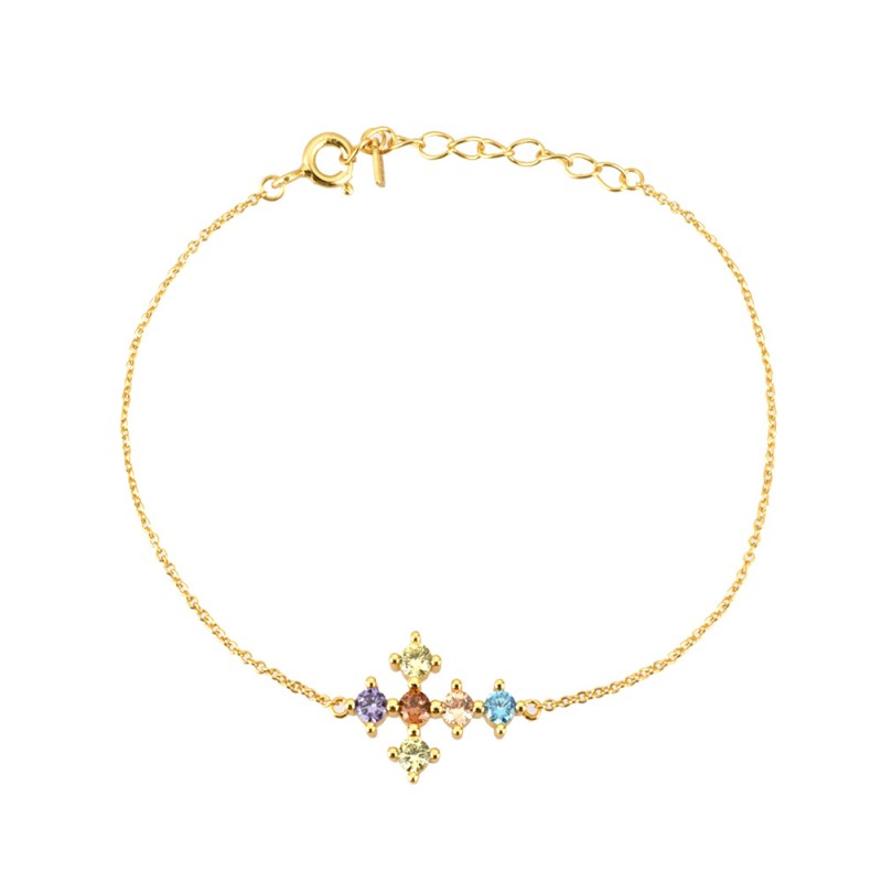 925 silver colorful cross bracelet