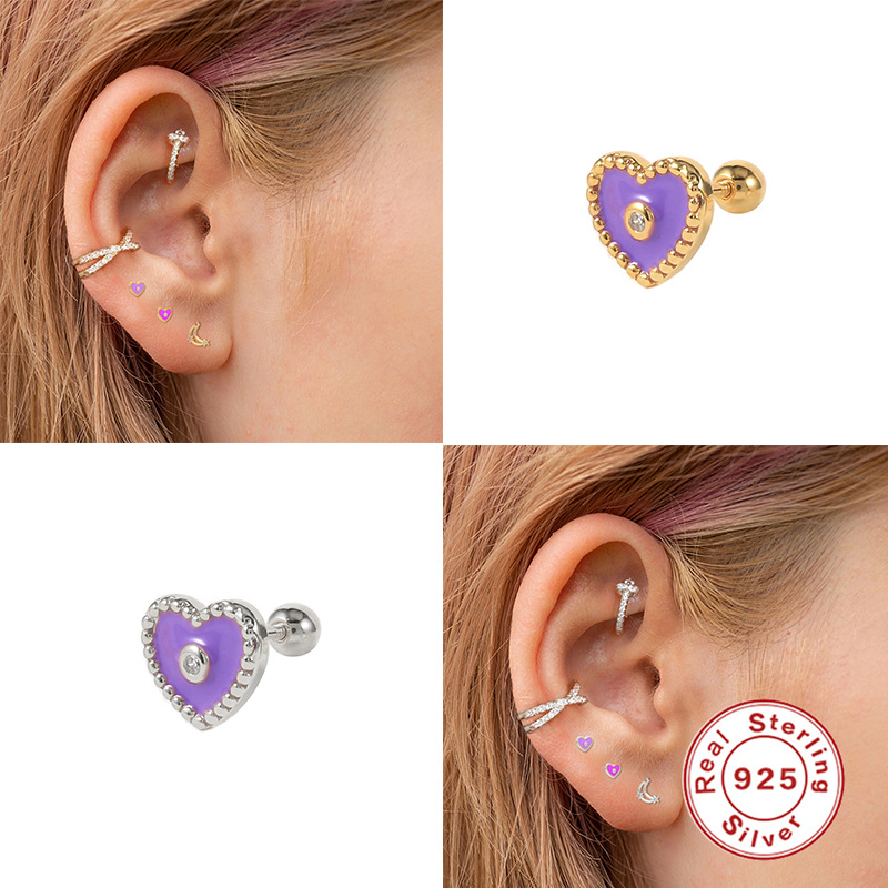 925 silver heart earrings