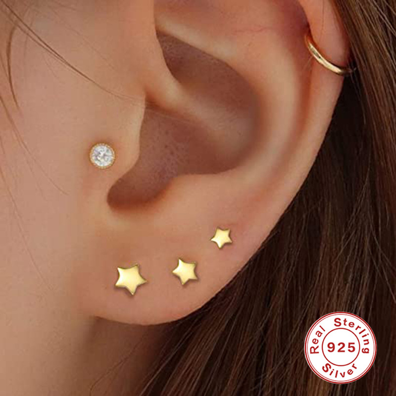 925 silver star earrings