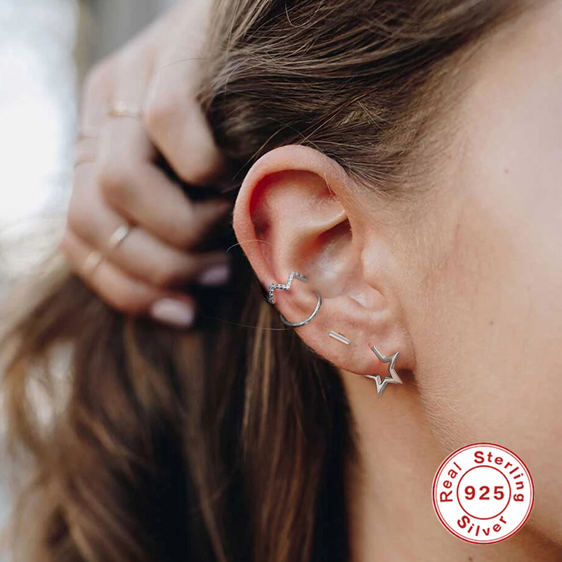 925 silver star earrings