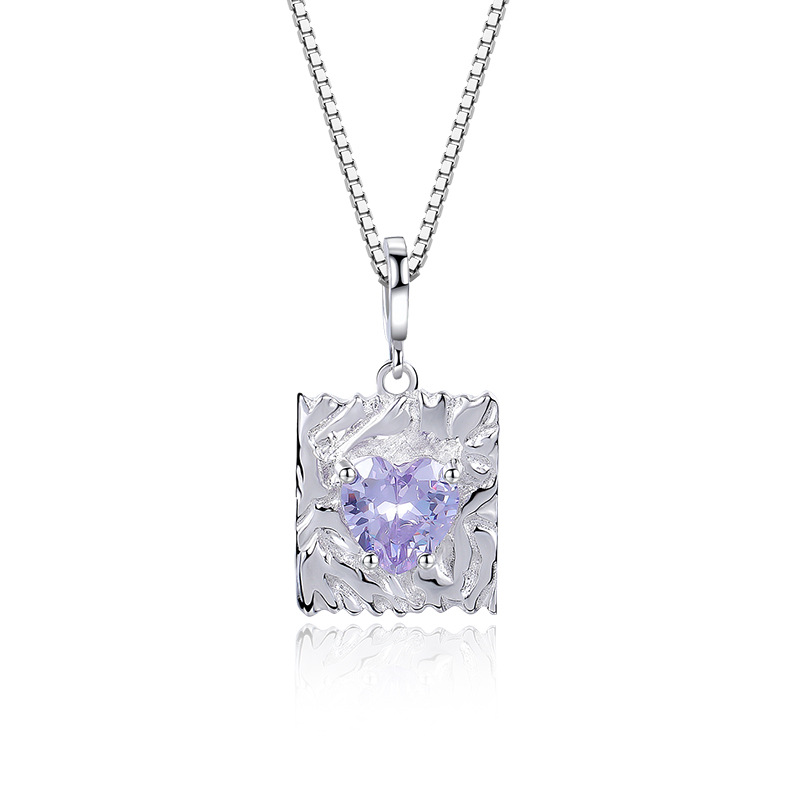 925 silver heart birthstone necklace