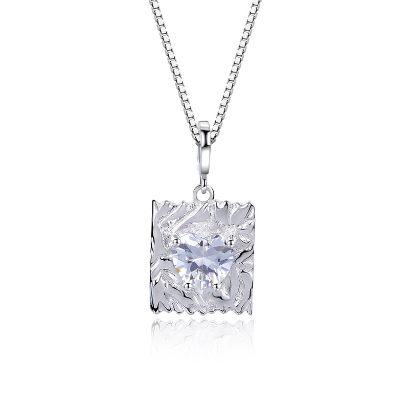 925 silver heart birthstone necklace