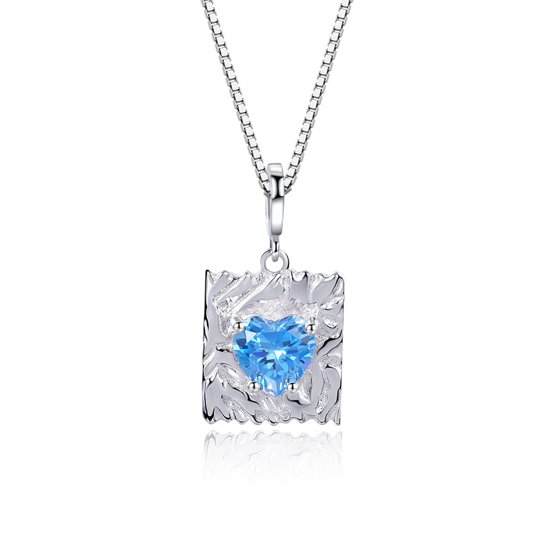 925 silver heart birthstone necklace