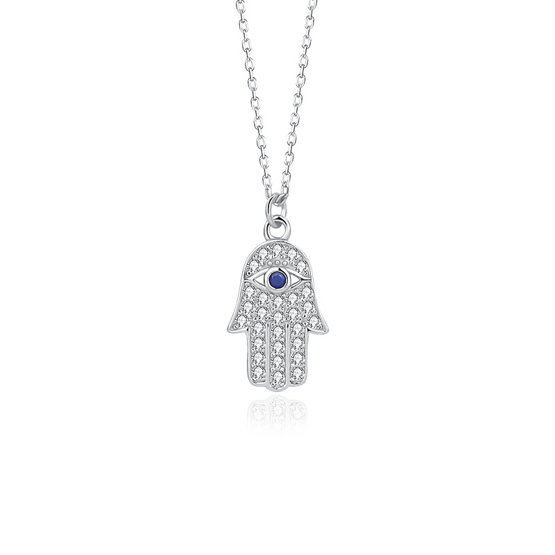 925 silver evil eyes diamond necklace