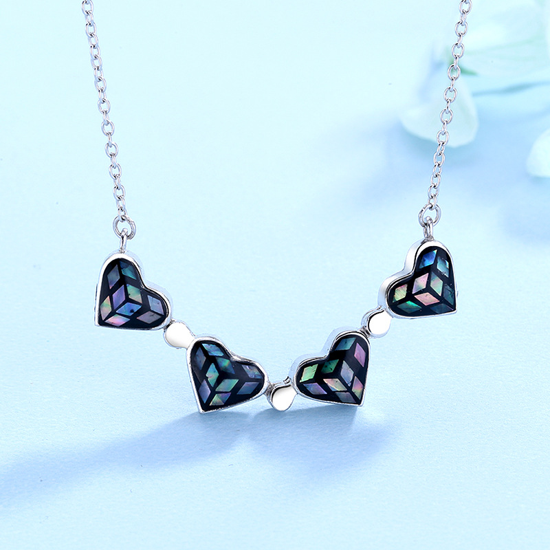 925 silver heart abalone shell necklace